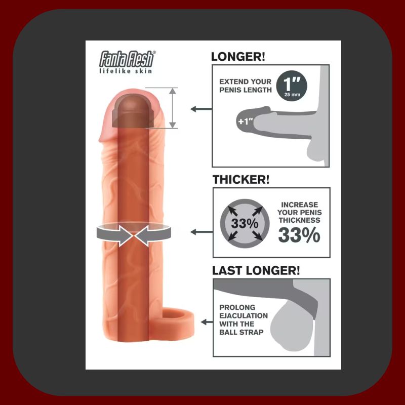 Tělový návlek na penis s kroužkem na varlata z materiálu FantaFlesh s realistickým povrchem a výrazným žilkováním