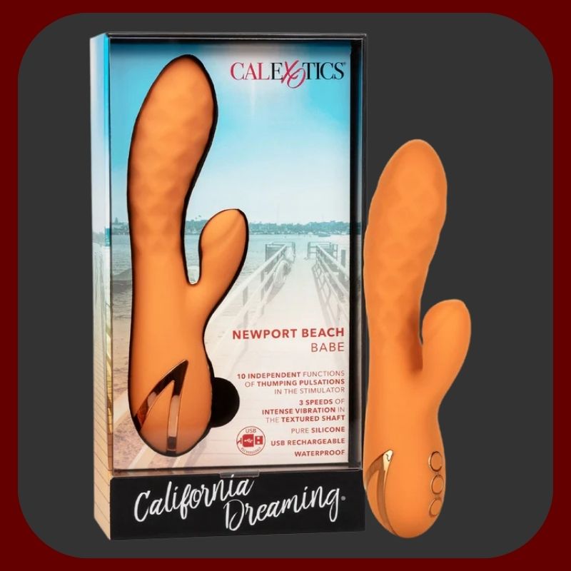 Newport Pulse Vibe – oranžový králičí vibrátor s příklepem, 10 vibračními režimy a USB nabíjením z hebkého silikonu – EROSIANA.