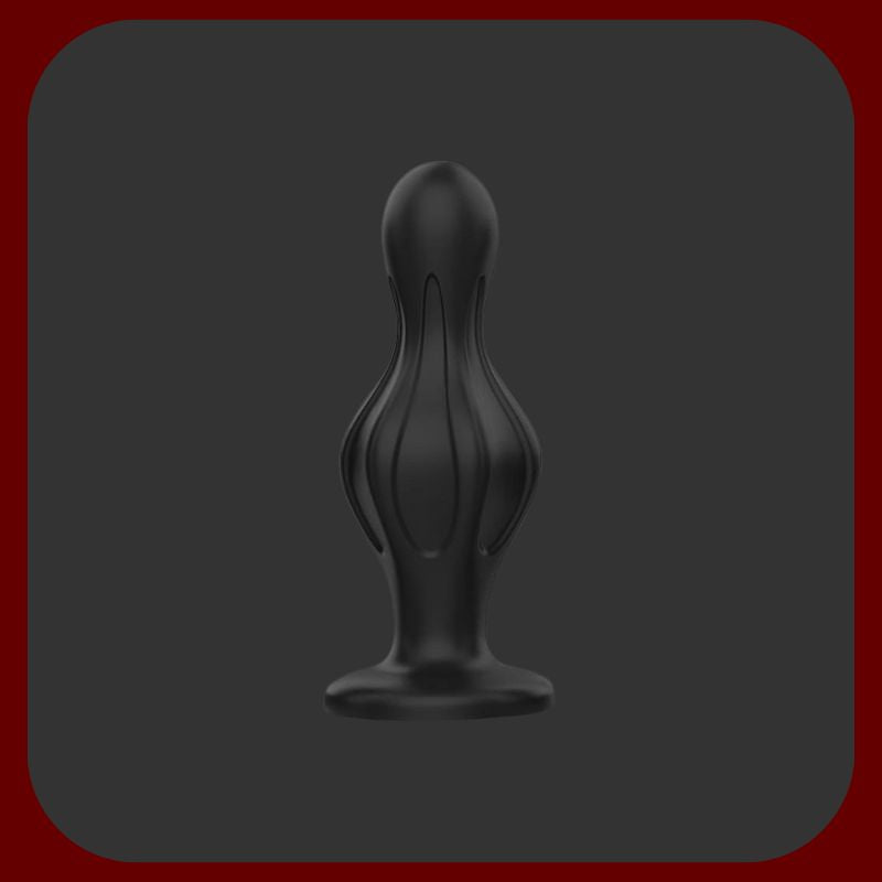 Černý progresivní anální kolík Nocte s mírným zakřivením a přísavkou, určený pro intenzivní stimulaci anální oblasti a bodu P.