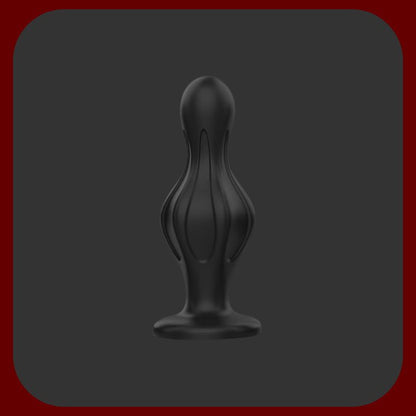 Černý progresivní anální kolík Nocte s mírným zakřivením a přísavkou, určený pro intenzivní stimulaci anální oblasti a bodu P.