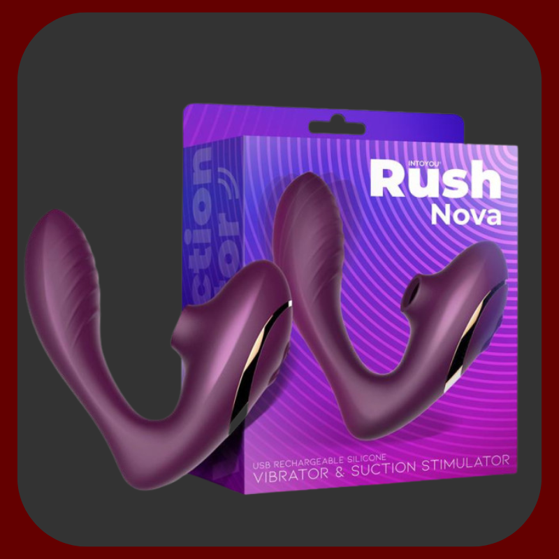 Fialový vibrátor Orgasmic Duo 2v1 s funkcí sání klitorisu a vibracemi na bod G, voděodolný, dobíjecí, z prémiového silikonu.

