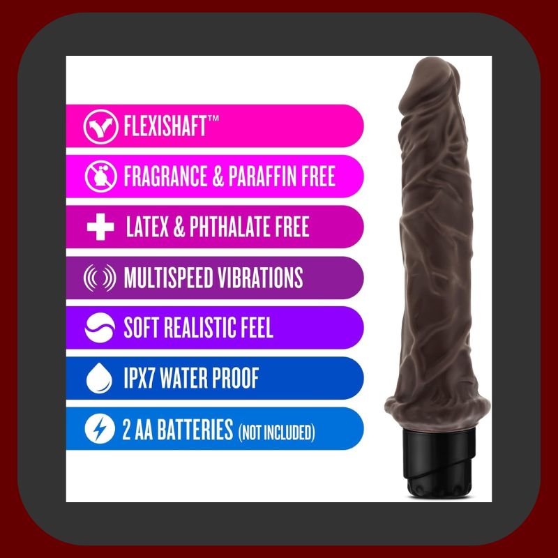 Ultra realistický vibrátor PAN-SKIN s Natural Skin Effect v hnědé barvě, délka 25 cm, s výrazným žilkováním.
