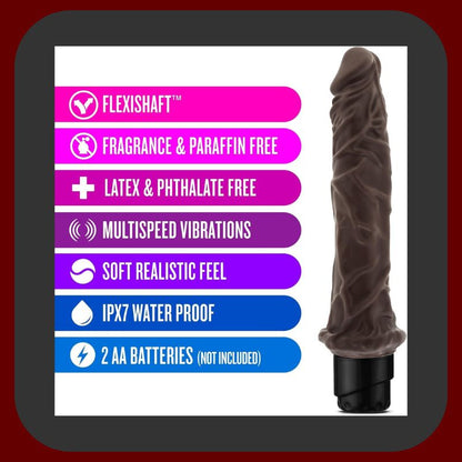 Ultra realistický vibrátor PAN-SKIN s Natural Skin Effect v hnědé barvě, délka 25 cm, s výrazným žilkováním.