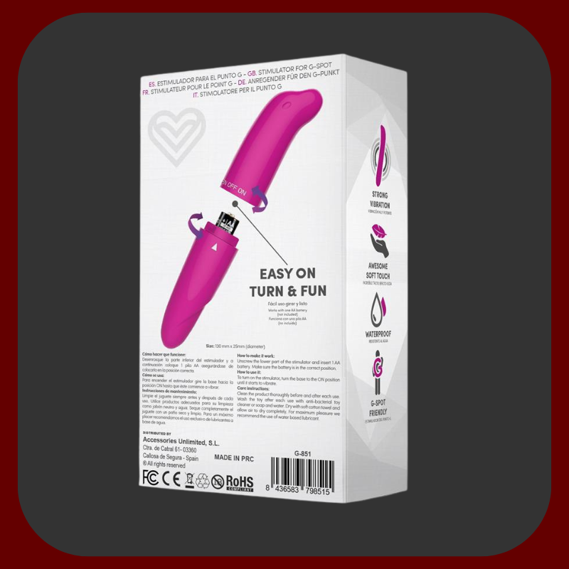 Růžový mini vibrátor Pink Secret Curve s anatomickým zakřivením pro přesnou stimulaci bodu G, ideální pro diskrétní potěšení doma i na cestách.