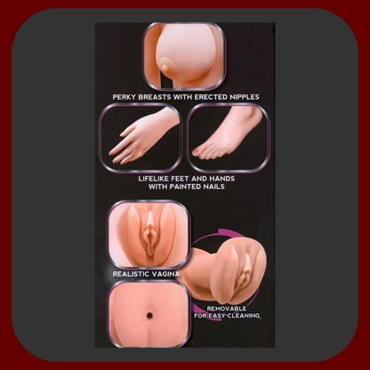 Nafukovací panenka Lucy s realistickou vagínou a análem z materiálu LoveClone RX, dlouhými vlasy a nafukovacím designem.