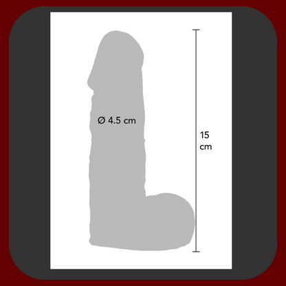  Realistické tělové dildo Princ Okouzlující s délkou 15 cm a průměrem 4,5 cm, vyrobené z měkkého a bezpečného PVC pro maximální potěšení.