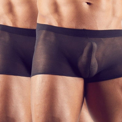 Sada dvou průsvitných erotických pánských boxerek z lehkého pružného polyamidu pro svůdný a sexy vzhled.