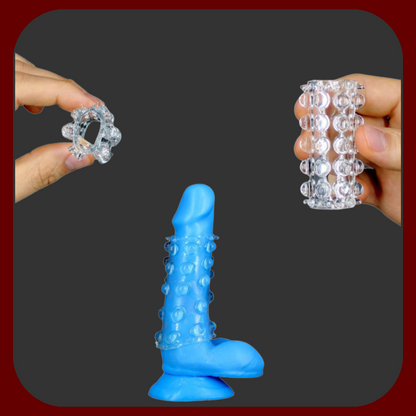 Průhledný stimulační návlek na penis s ultra stimulačním povrchem, vyrobený z měkkého elastického materiálu, 6,5 x 3 cm.