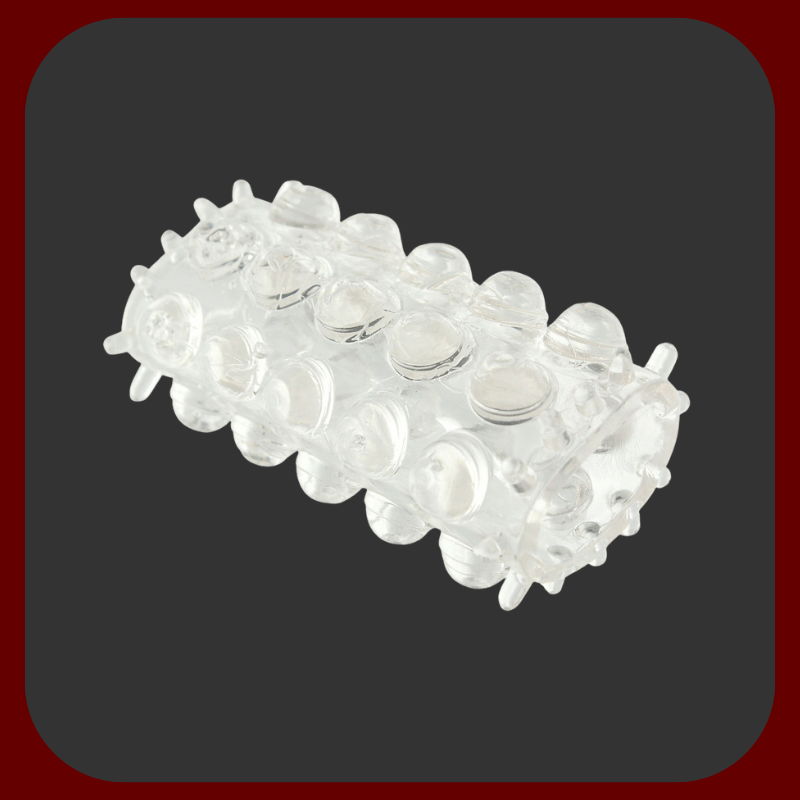 Průhledný stimulační návlek na penis s ultra stimulačním povrchem, vyrobený z měkkého elastického materiálu, 6,5 x 3 cm.