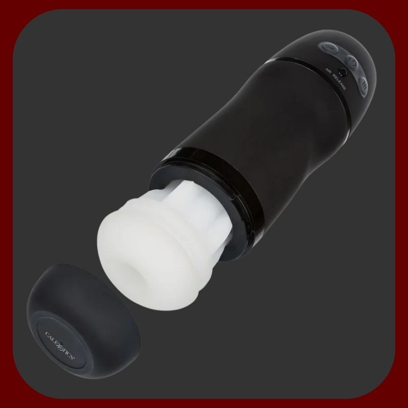 Černý vibrační masturbátor Pulsar Stroker se sacím efektem a USB dobíjením pro intenzivní mužské potěšení – EROSIANA.