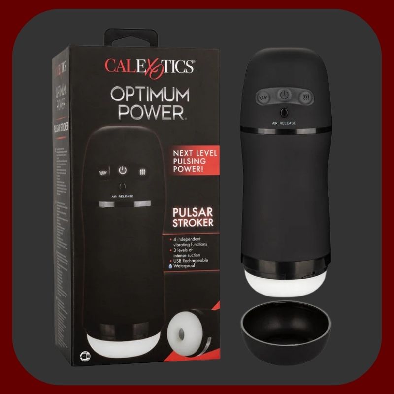 Černý vibrační masturbátor Pulsar Stroker se sacím efektem a USB dobíjením pro intenzivní mužské potěšení – EROSIANA.