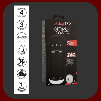 Černý vibrační masturbátor Pulsar Stroker se sacím efektem a USB dobíjením pro intenzivní mužské potěšení – EROSIANA.