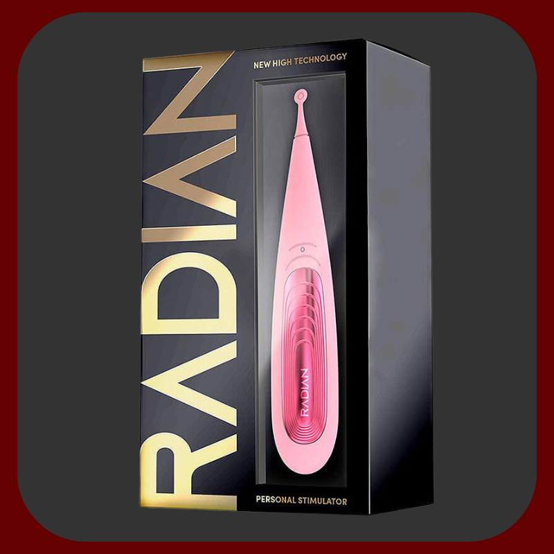 Výkonný ultra vibrující stimulátor klitorisu RADIAN v růžové barvě s ergonomickým designem, 10 vibračními režimy a magnetickým nabíjení.