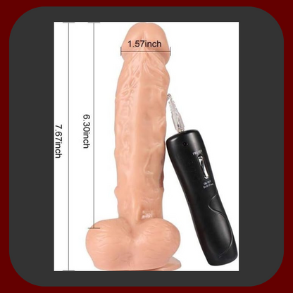 Realistický tělový rotační vibrátor s přísavkou a žilkovaným povrchem, rozměry 18 x 4 cm.