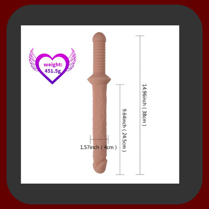 Realistické dildo ve tvaru obušku s rukojetí, 31,5 cm dlouhé, flexibilní PVC, bezpečné pro tělo.
