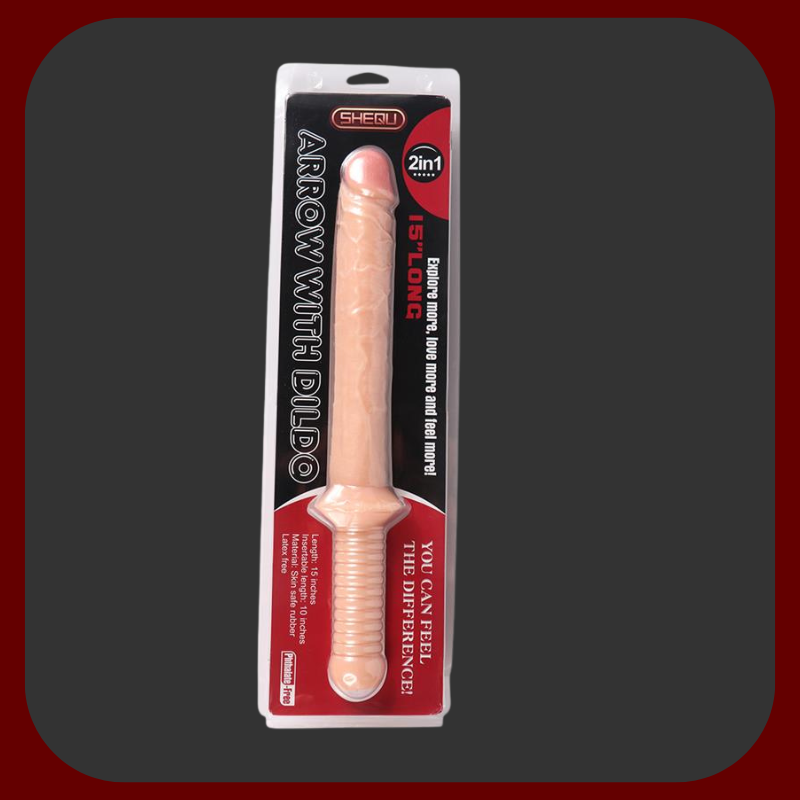 Realistické dildo ve tvaru obušku s rukojetí, 31,5 cm dlouhé, flexibilní PVC, bezpečné pro tělo.