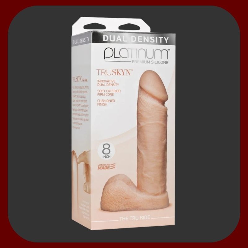 Realistické dildo Tru Ride Dual Density 20 x 5 cm z platinového silikonu s dvojitou hustotou a realistickým žilkováním, tělové barvy
