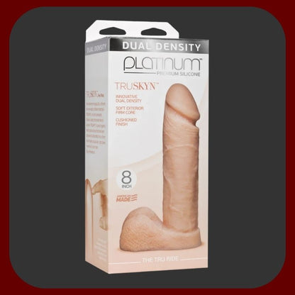 Realistické dildo Tru Ride Dual Density 20 x 5 cm z platinového silikonu s dvojitou hustotou a realistickým žilkováním, tělové barvy