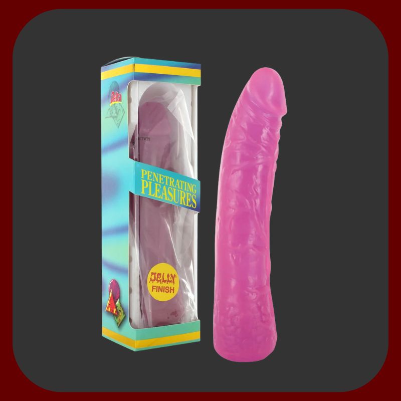 Realistické flexibilní želé dildo délky 19 cm ve dvou elegantních barvách – levandule a růžová, měkký a bezpečný PVC materiál bez ftalátů.