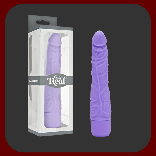 Realistický vibrátor v fialové barvě, vyrobený z voděodolného silikonu. Nabízí 7 vibračních režimů a zakřivený design pro stimulaci bodu G a anální potěšení.