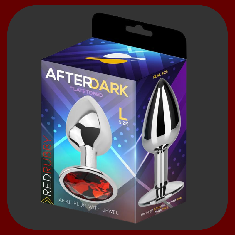 RED Ruby  – Anální kolík ze stříbrného hliníku s červeným drahokamem, elegantní design, hladký povrch a luxusní vzhled.