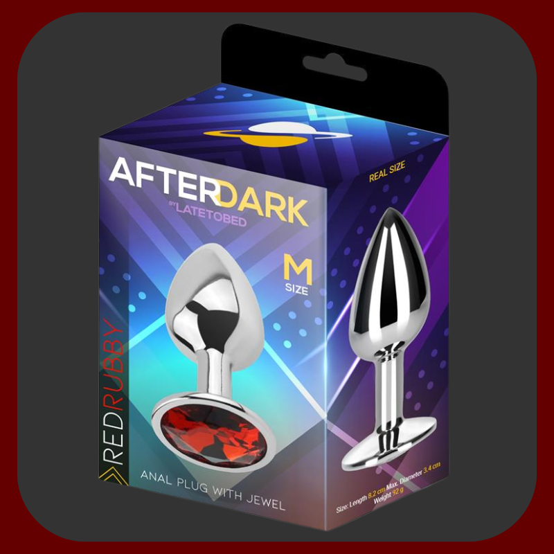 RED Ruby  – Anální kolík ze stříbrného hliníku s červeným drahokamem, elegantní design, hladký povrch a luxusní vzhled.