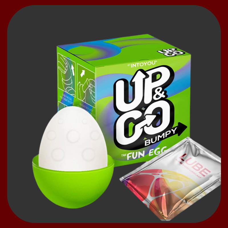 Silikonové mužské masturbační vajíčko Up And Go Bumpy Egg, elastické, s hrbolatou texturou pro intenzivní stimulaci.