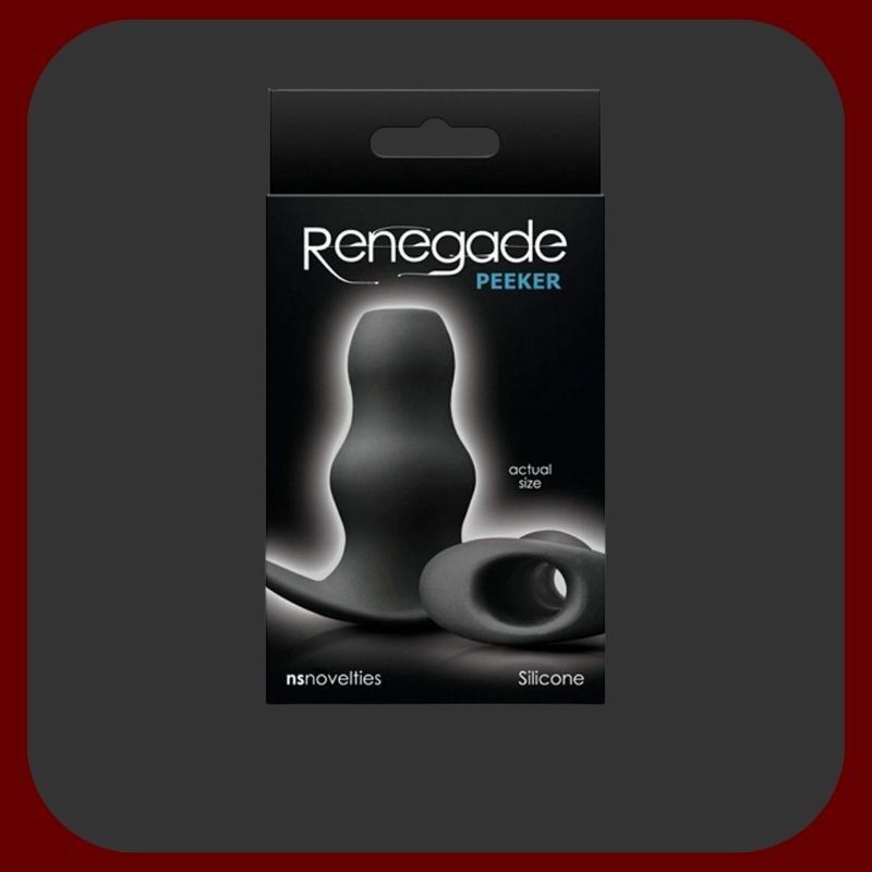 Černý silikonový anální tunel Renegade Peeker s dutým středem a ergonomickým vlnitým tvarem, délka 7,5 cm, průměr 3,5 cm pro intenzivní stimulaci.