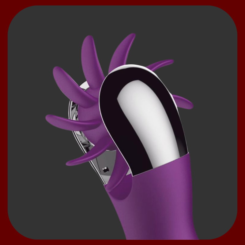 Fialový silikonový vibrátor pro ženy s klitorálním lízacím kolečkem, pohybem simulujícím prst a 7 různých vibračních režimů. 