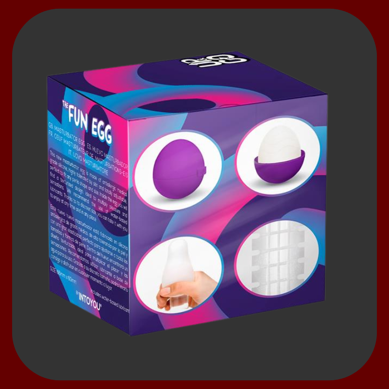 Fialovo-průhledné silikonové masturbační vajíčko Spidey Egg s reliéfní vnitřní texturou a praktickým diskrétním pouzdrem ve tvaru vajíčka.