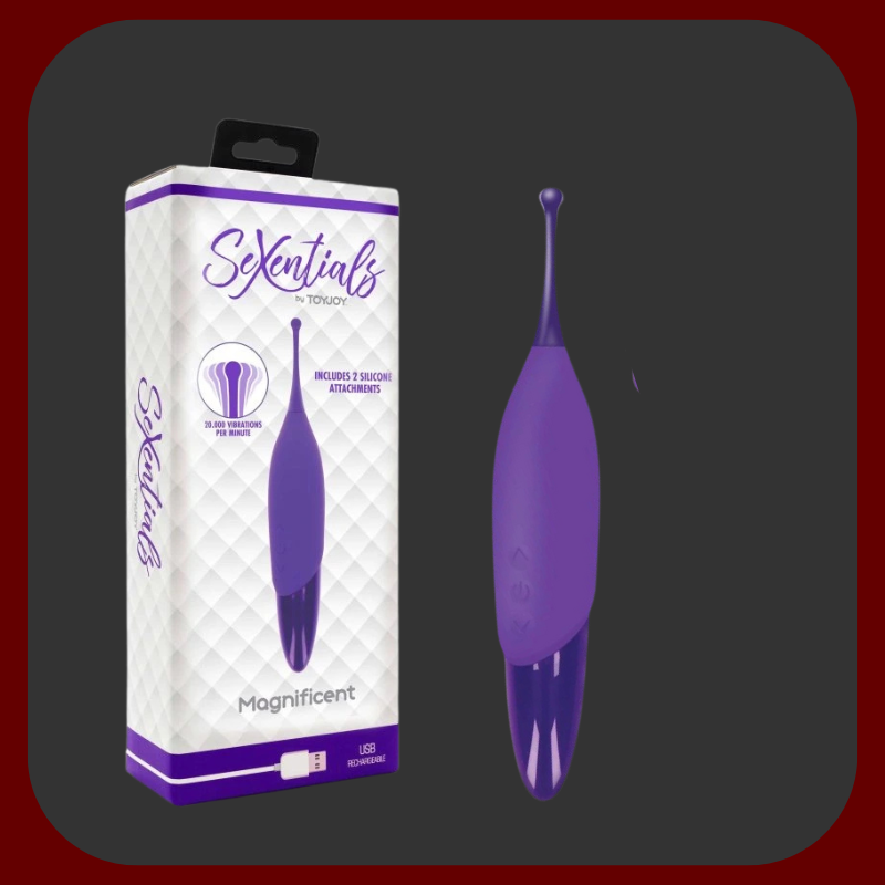 Elegantní fialový vibrační stimulátor klitorisu s výměnnými hlavicemi, vyrobený z jemného silikonu, vyrobený až 20 000 vibrací za minutu pro intenzivní ženské potěšení a perfektní klitorální orgasmus.