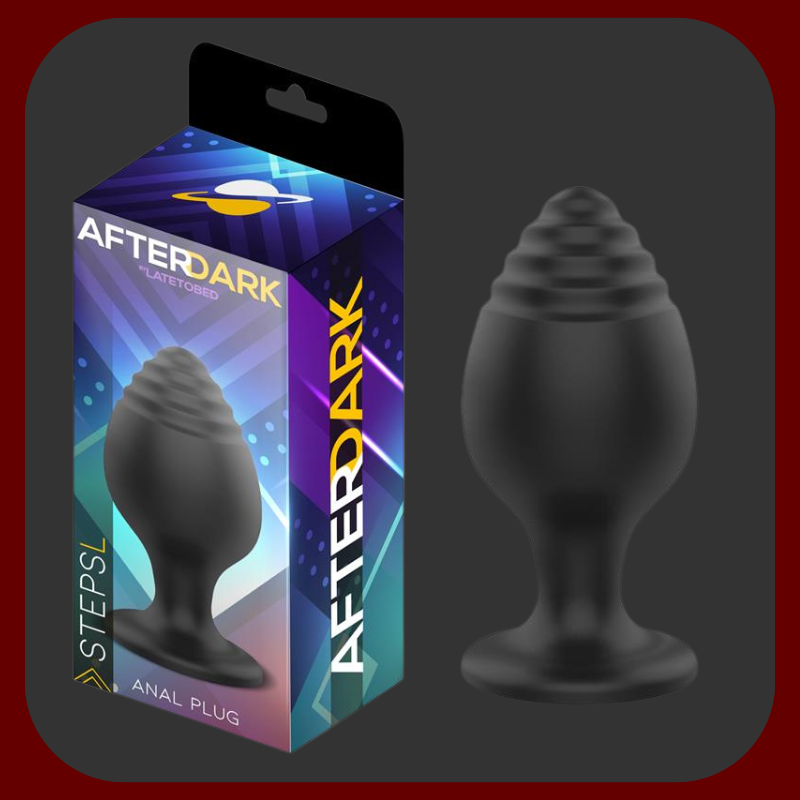 Černý anální kolík s progresivní špičkou a přísavkou pro připevnění na hladký povrch.
