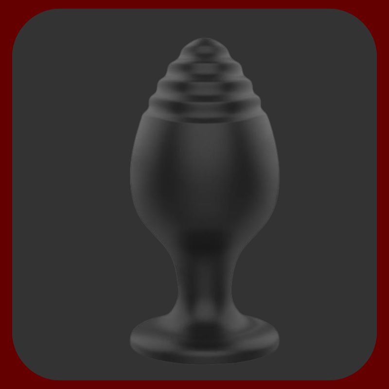 Černý anální kolík s progresivní špičkou a přísavkou pro připevnění na hladký povrch.