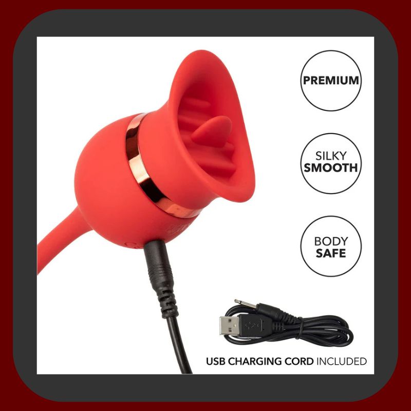 French Kiss Xtreme – oranžový stimulátor s vibrační kuličkou, silikonovými štětinkami a 12 režimy pro dvojitou rozkoš – EROSIANA.