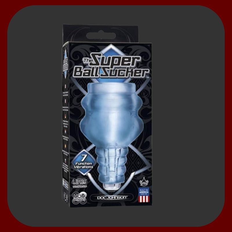 Průhledný vibrační stimulátor varlat Super Ball Sucker s masážními výstupky a 7 režimy vibrací – Doc Johnson – EROSIANA