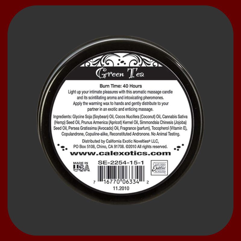 TANTRA masážní svíčka s feromony a vůní zeleného čaje – 120 ml, 40 hodin hoření, přírodní afrodiziakální masážní svíčka pro páry.