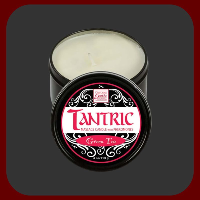 TANTRA masážní svíčka s feromony a vůní zeleného čaje – 120 ml, 40 hodin hoření, přírodní afrodiziakální masážní svíčka pro páry.