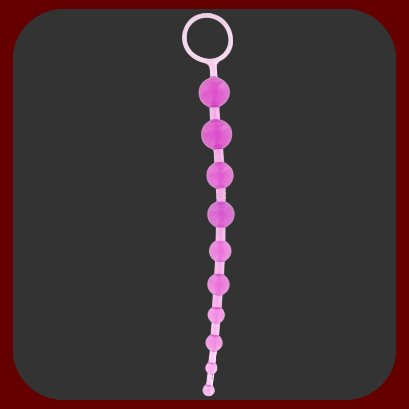 Thajský anální řetízek s 10 progresivními kuličkami pro intenzivní stimulaci a pohodlný průnik.
