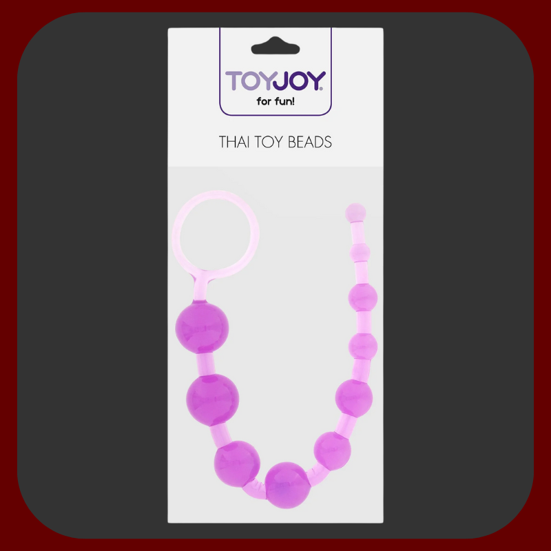 Růžovo-fialový anální řetízek THAI SENSATION s 10 kuličkami z měkkého TPR, délka 30 cm