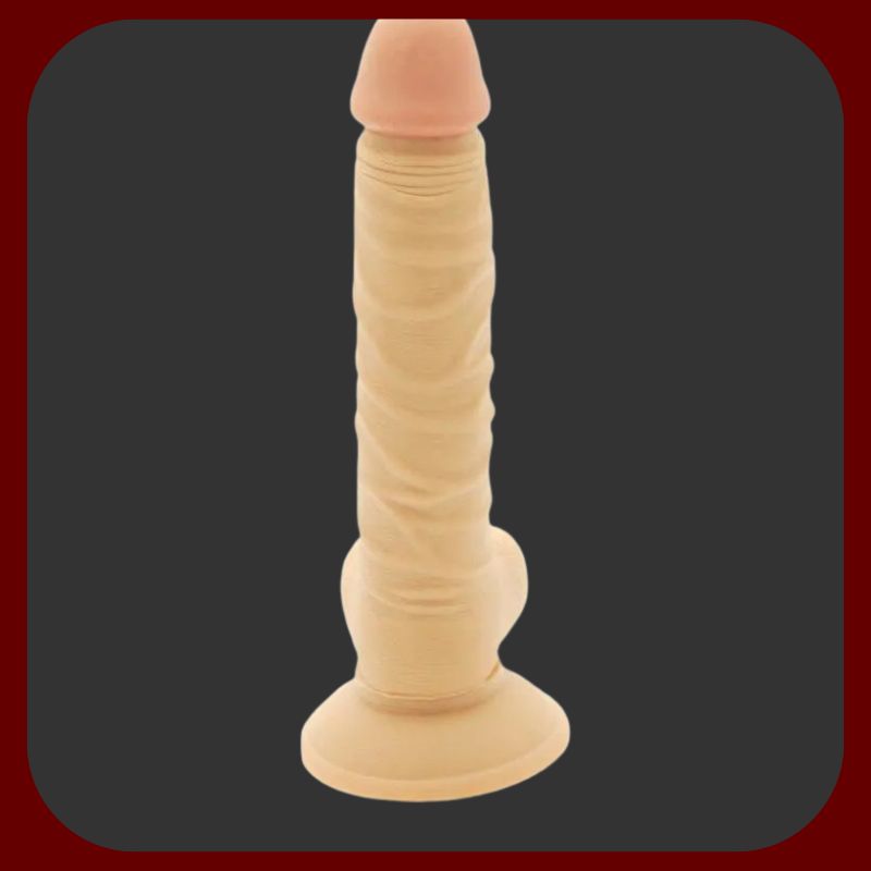 Ultra realistické dildo s pevnou přísavkou, měkké sametové PVC, délka 20 cm, tělová barva, detailní realistický design s výraznými žilkami.