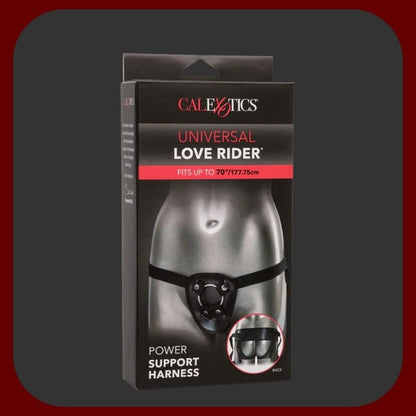 Černý Strap-On postroj OneSize+ s nastavitelným pasem do 175 cm a vyměnitelným ocelovým kroužkem 4 cm, kompatibilní s většinou dild – EROSIANA.