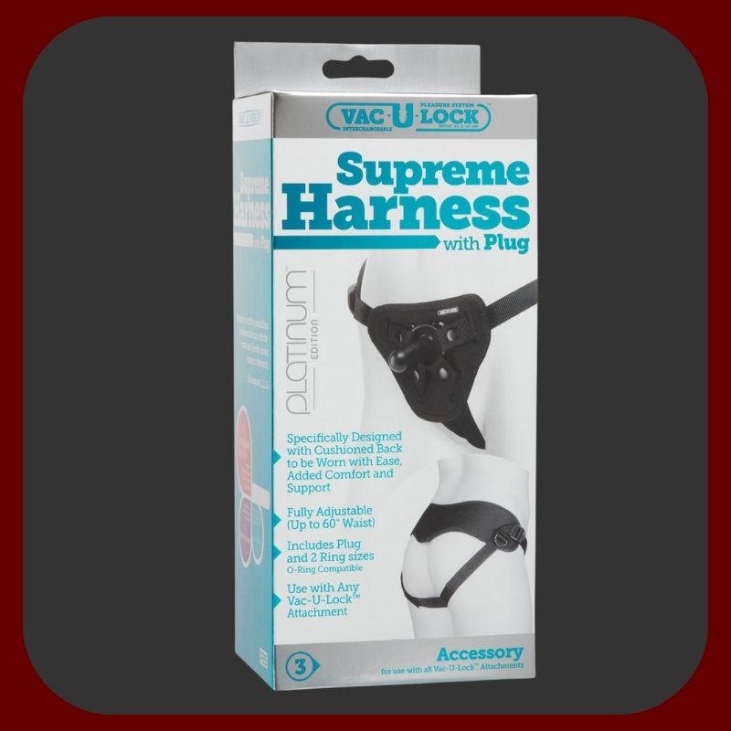 Černý univerzální postroj Vac-U-Lock s nastavitelným páskem až do 175 cm pro maximální komfort a variabilitu