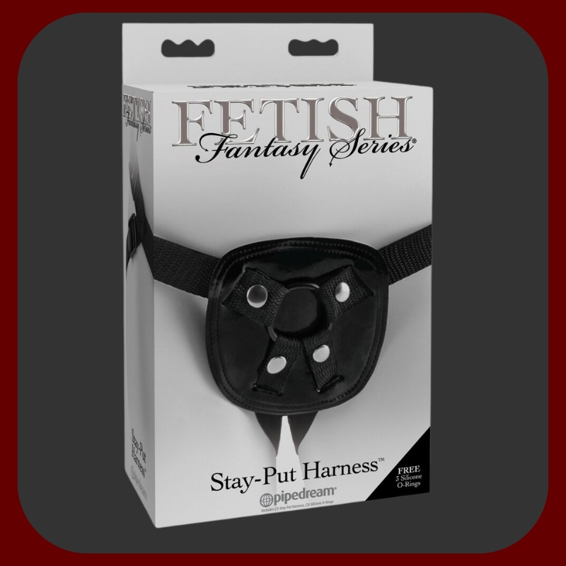 Nastavitelný černý popruh pro Strap-On, kompatibilní s dildy a vibrátory od 2,5 do 5,5 cm.