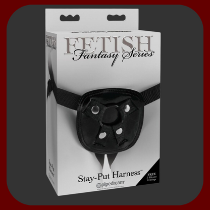 Nastavitelný černý popruh pro Strap-On, kompatibilní s dildy a vibrátory od 2,5 do 5,5 cm.