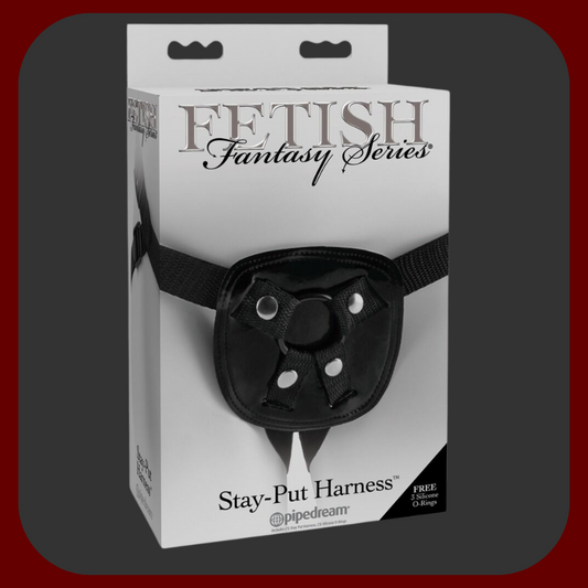 Nastavitelný černý popruh pro Strap-On, kompatibilní s dildy a vibrátory od 2,5 do 5,5 cm.