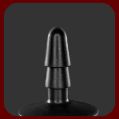 Černý adaptér s přísavkou kompatibilní se systémem VAC-U-LOCK, určený pro dilda a postroje.