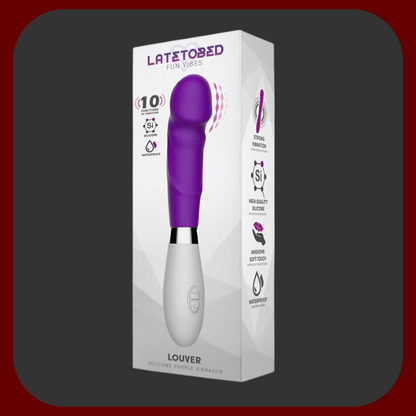 Elegantní fialový vibrátor a masážní přístroj Velvet Violet Touch z hebkého silikonu, ergonomický tvar, 10 vibračních režimů, délka 20,8 cm.