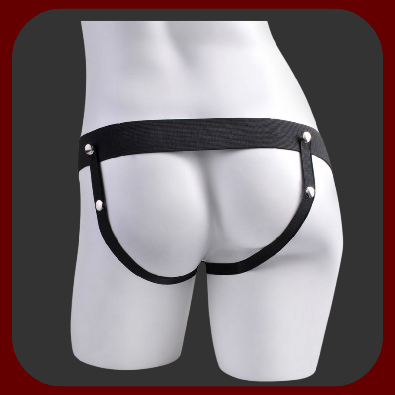 Vibrační dutý Strap-On s postrojem a varlaty pro muže, 10 různých vibračních režimů, elastický postroj a napájení přes USB.