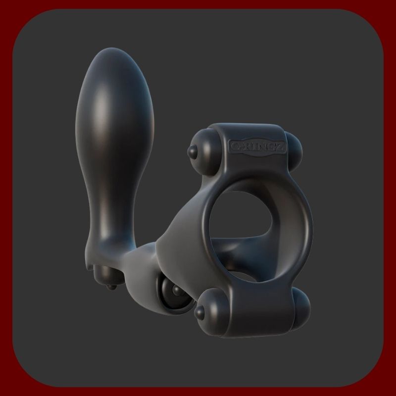 Tělový vibrační erekční kroužek s análním stimulátorem a 4 vibračními body pro muže a páry – stimulace prostaty, penisu a hráze – EROSIANA