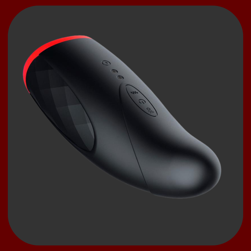 Moderní mužský masturbátor ve tvaru úst s funkcí zahřívání do 40 °C a 10 vibračními režimy. Vyroben z prémiového červeno-černého silikonu, ideální pro realistický, intenzivní zážitek.